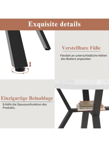 ABRIHOME Marmor-Esstisch Rund Ø100cm mit Stauraum in Schwarz