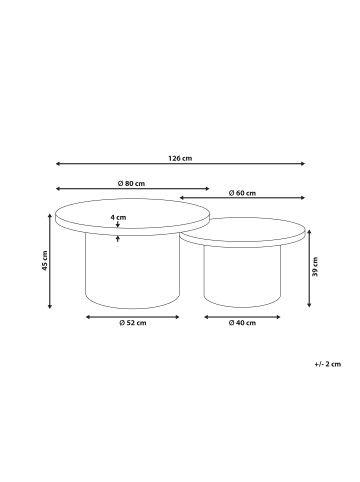 Beliani 2er-Set Couchtisch ILIOS in Naturfarben
