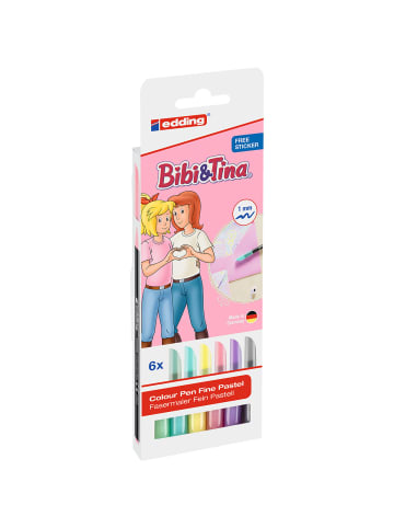 edding 1200 Fasermaler Bibi & Tina - 1 mm 6er Etui sortiert Kunststoffetui.