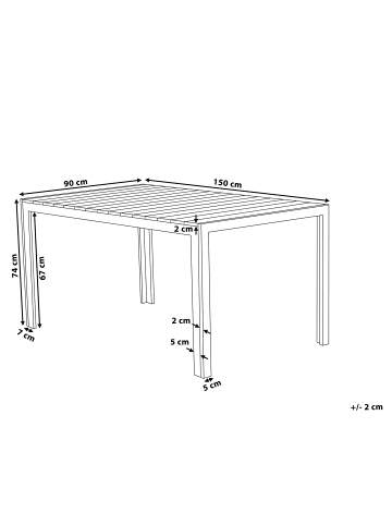 Beliani Esstisch COMO in Grau/Schwarz - (W) 90 x (H) 74 x (L) 150 cm