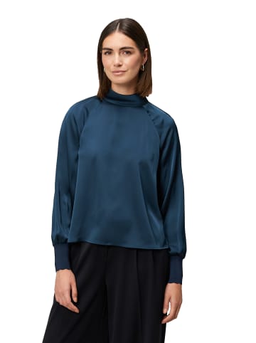 Zero  Satinbluse mit Stehkragen in petrol