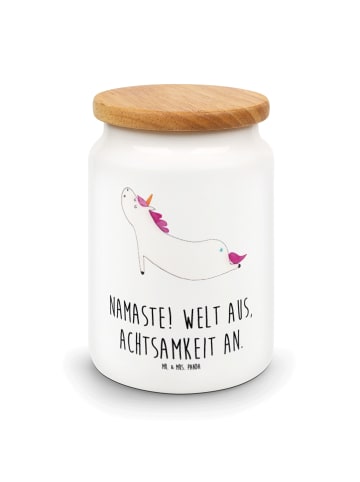 Mr. & Mrs. Panda Kaffeedose Einhorn Yoga mit Spruch in Weiß