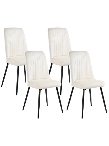 Beliani 4er-Set Esszimmerstuhl KIRBY in Weiß/Schwarz