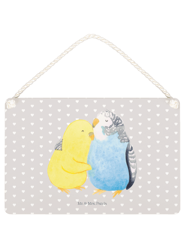 Mr. & Mrs. Panda Deko Schild Wellensittich Liebe ohne Spruch in Grau Pastell