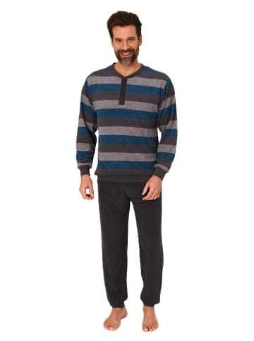 NORMANN Langarm Schlafanzug Frottee Stretch Pyjama Bündchen - 86817 in grün