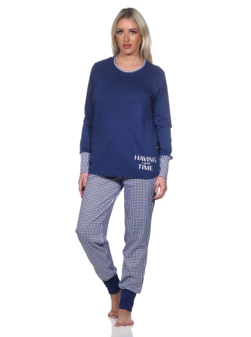 NORMANN Schlafanzug Bündchen Kuschel interlock - 81883 in marine