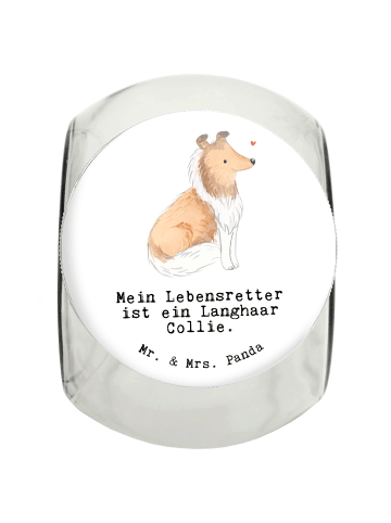 Mr. & Mrs. Panda Bonbonglas Langhaar Collie Lebensretter mit Spruch in Weiß