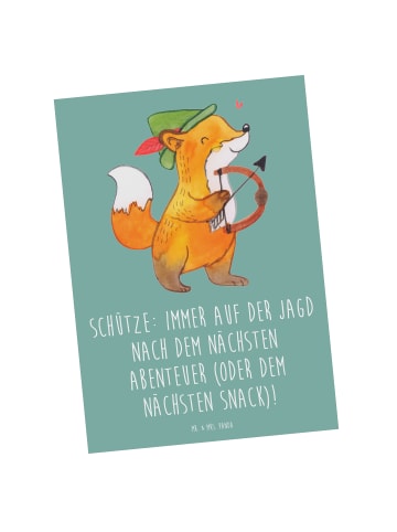 Mr. & Mrs. Panda Ansichtskarte Abenteuer Schütze mit Spruch in Meeresbrise