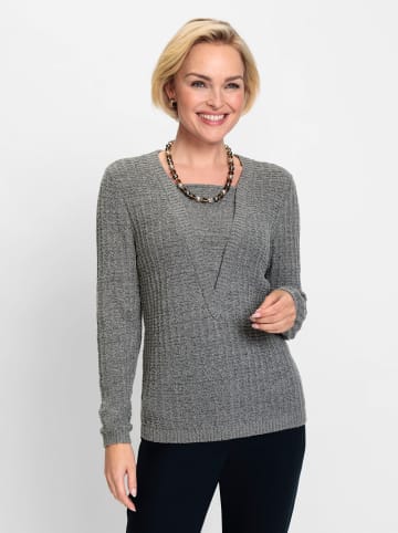 WITT WEIDEN Bouclé-Pullover in steingrau-meliert