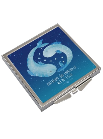 Mr. & Mrs. Panda Schminkspiegel Sternzeichen Fische mit Spruch in Sternenhimmel Blau