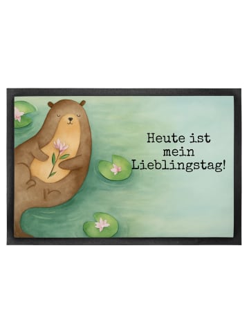Türmatte Otter Seerose Design mit Spruch in Weiß