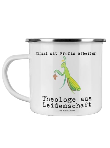 Mr. & Mrs. Panda Camping Emaille Tasse Theologe Leidenschaft mit... in Weiß
