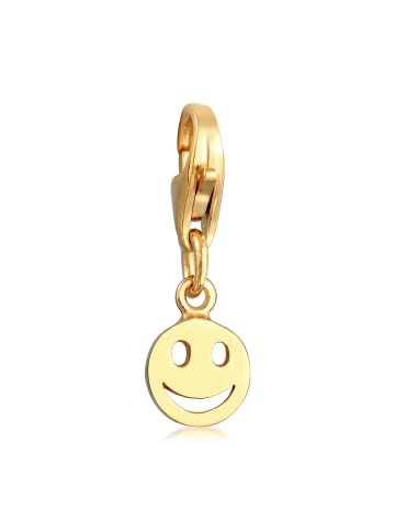 Nenalina Charm 925 Sterling Silber Smiling Face, mit Smiling Face in Gold