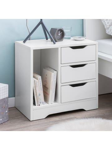 KADIMA DESIGN Nachtkonsole | Weiß, 49x50x30cm, 3 Schubladen