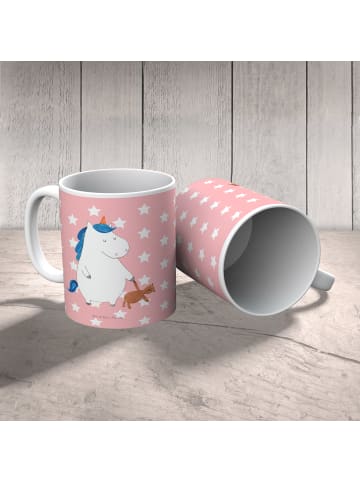 Mr. & Mrs. Panda Mehrwegbecher Einhorn Teddy ohne Spruch in Rot Pastell