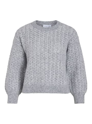 Vila Weicher Strickpullover mit Rundhalsausschnitt und langen Ärmeln in Grau-3