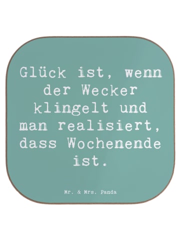Mr. & Mrs. Panda Untersetzer Spruch Glück am Wochenende mit Spruch in Meeresbrise