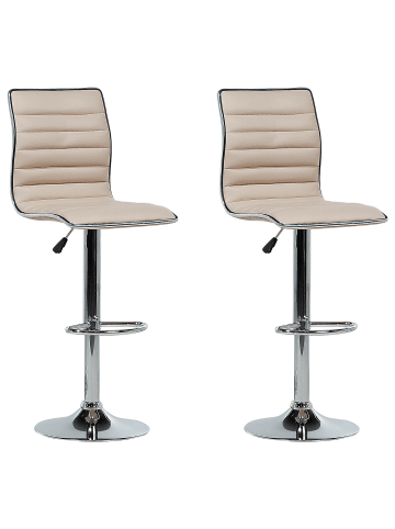 Beliani 2-tlg Drehhocker LUCERNE in Beige/Silber