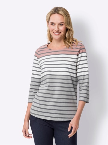 Sieh an! 3/4-Arm-Shirt in rosenholz-grau-geringelt