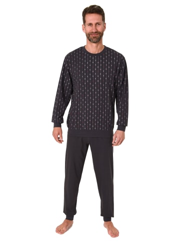 NORMANN Schlafanzug langarm Pyjama print - 74999 in anthrazit