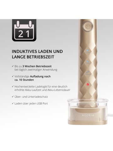 Ailoria SHINE BRIGHT SET USB-Schallzahnbürste Limited Edition in gold