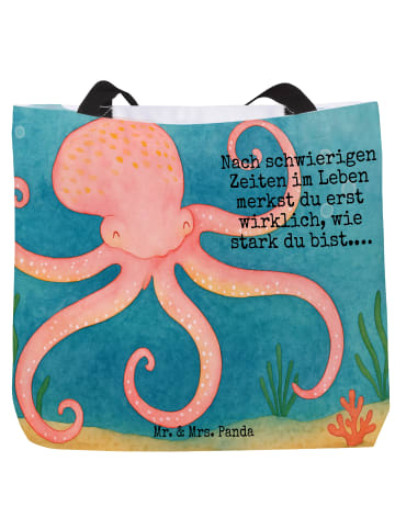 Mr. & Mrs. Panda Strandtasche Tintenfisch Design mit Spruch in Weiß