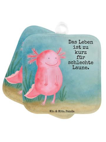 Mr. & Mrs. Panda Topflappen Axolotl Glücklich Design mit Spruch in Weiß