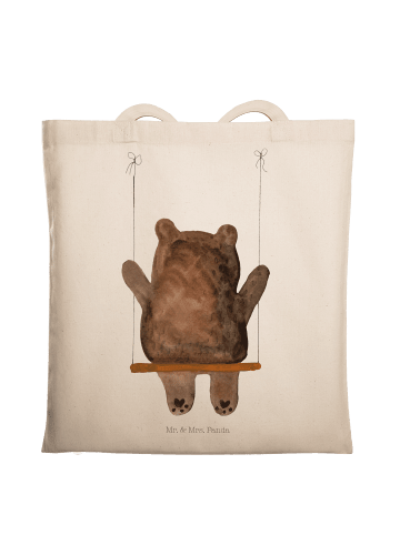 Mr. & Mrs. Panda Shopping Tasche Bär Schaukel ohne Spruch in Creme
