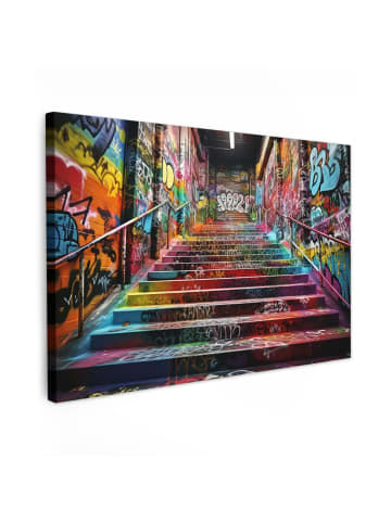 MuchoWow Leinwand bilder Bunte Treppe