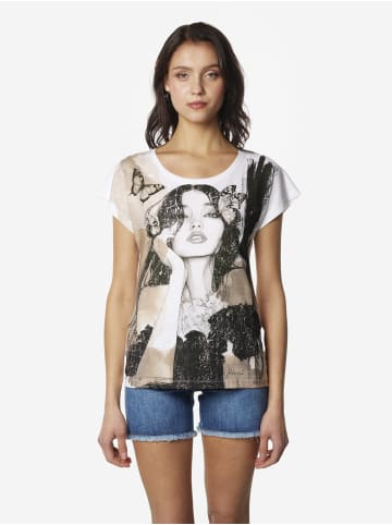 KOROSHI Damen-T-Shirt mit Gesichtsprint in weiß