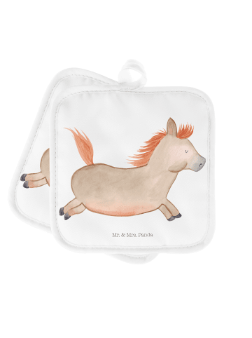 Mr. & Mrs. Panda Topfuntersetzer Pferd Springen ohne Spruch in Weiß