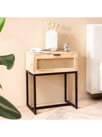 FineBuy Nachttisch in Braun / Mango / 50x30x60