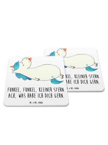 Mr. & Mrs. Panda Bierdeckel Einhorn Schnuller mit Spruch in Weiß