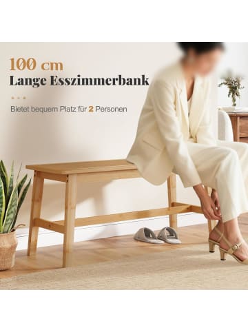 COSTWAY Sitzbank Bambus 100 x 35 x 45 cm in Hellbraun