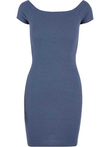Urban Classics Urban Classics Damen Ladies Off Shoulder Rib Dress in vintageblue