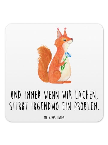 Mr. & Mrs. Panda Bierdeckel Eichhörnchen Blume mit Spruch in Weiß