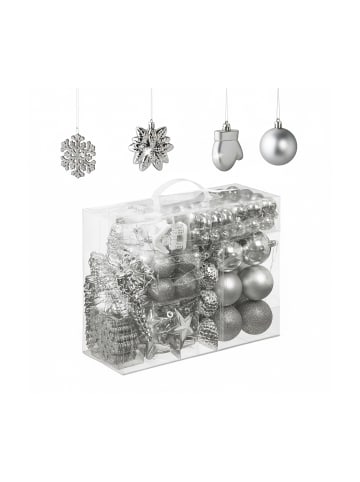 relaxdays 100-tlg. Weihnachtskugeln Set in Silber