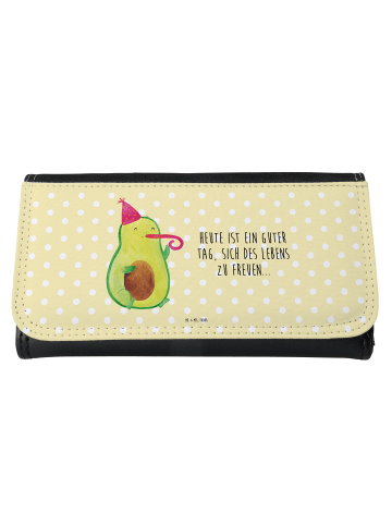 Mr. & Mrs. Panda Damen Portemonnaie Avocado Feier mit Spruch in Gelb Pastell
