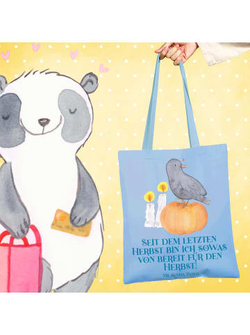 Mr. & Mrs. Panda Tragetasche Herbstvorfreude mit Spruch in Sky Blue
