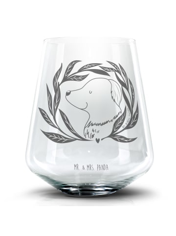 Mr. & Mrs. Panda Trinkglas Hund Blumen ohne Spruch in Transparent