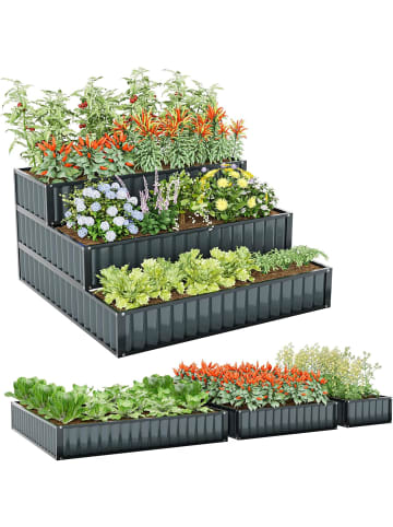 COSTWAY Hochbeet Metall 118x118x61cm in Schwarz