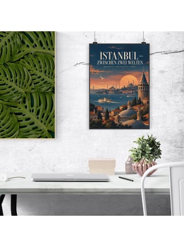 Wandbild Stadtbild elegant Design mit Spruch in Weiß