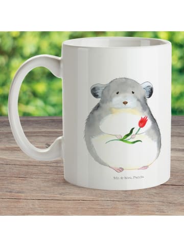 Mr. & Mrs. Panda Plastikbecher Chinchilla Blume ohne Spruch in Weiß