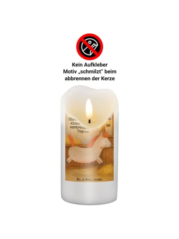 Mr. & Mrs. Panda Adventskerze Pferd Springen Design mit Spruch in Weiß