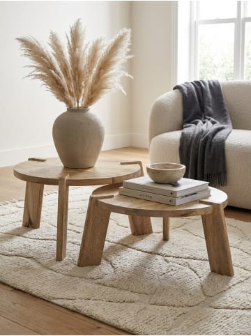 KADIMA DESIGN Design Couchtisch 2er Set Mango Massivholz Wohnzimmertisch Hell in Hellbraun