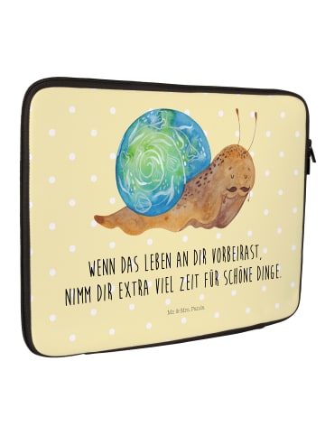 Mr. & Mrs. Panda Laptop Tasche Schnecke Sir mit Spruch in Gelb Pastell