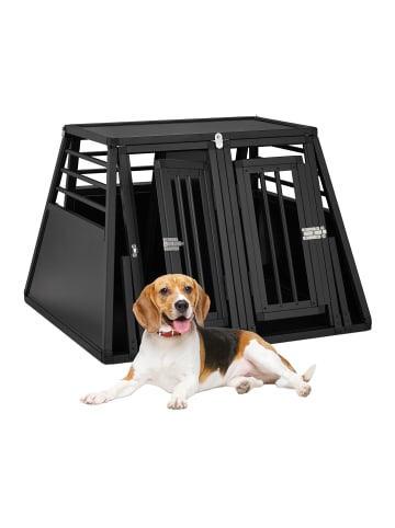 relaxdays Auto-Hundebox in Schwarz - (B)90 x (H)64 x (T)82 cm