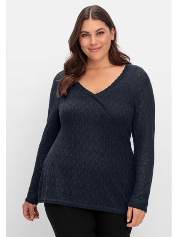 sheego V-Ausschnitt-Pullover in tiefblau