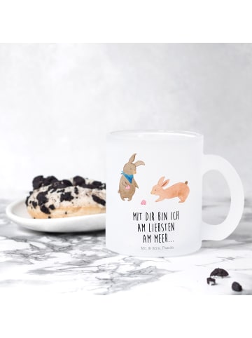 Mr. & Mrs. Panda Teeglas Hasen Muschel mit Spruch in Transparent