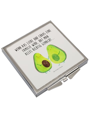 Mr. & Mrs. Panda Schminkspiegel Avocado Pärchen mit Spruch in Weiß